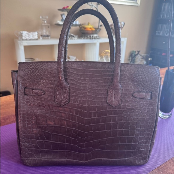 Real Crocodile leather Brown Handbag - Picture 2 of 16
